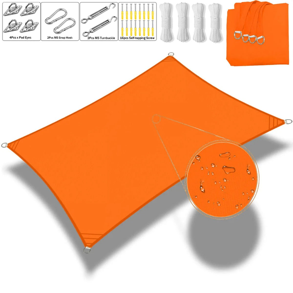 Voile d'ombrage carré ou rectangulaire - Kit complet