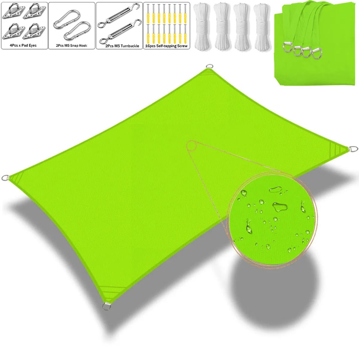 Voile d'ombrage carré ou rectangulaire - Kit complet