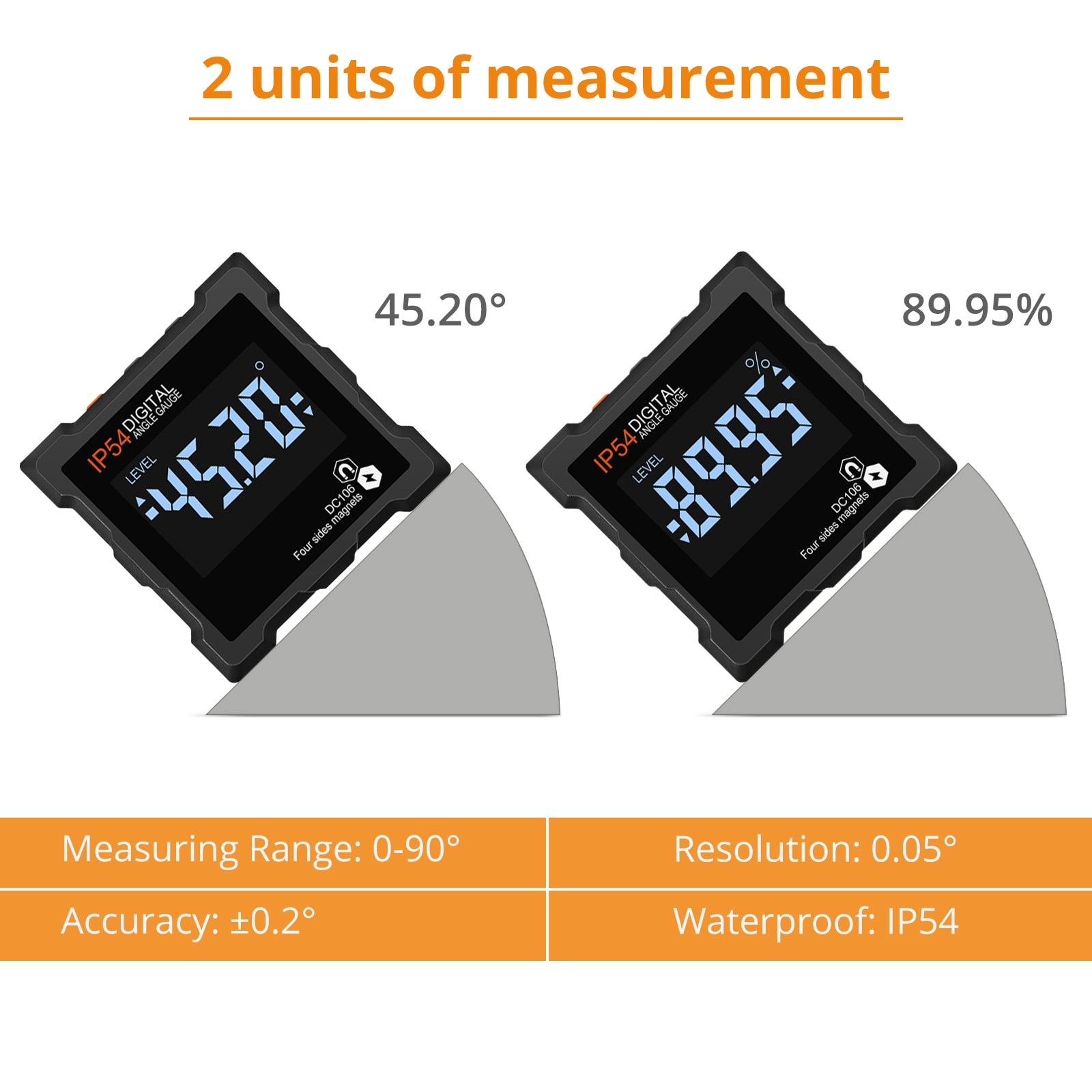 Inclinomètre magnétique avec rétro-éclairage LCD