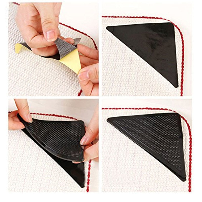 Lot de 8 triangles antidérapants réutilisables pour tapis