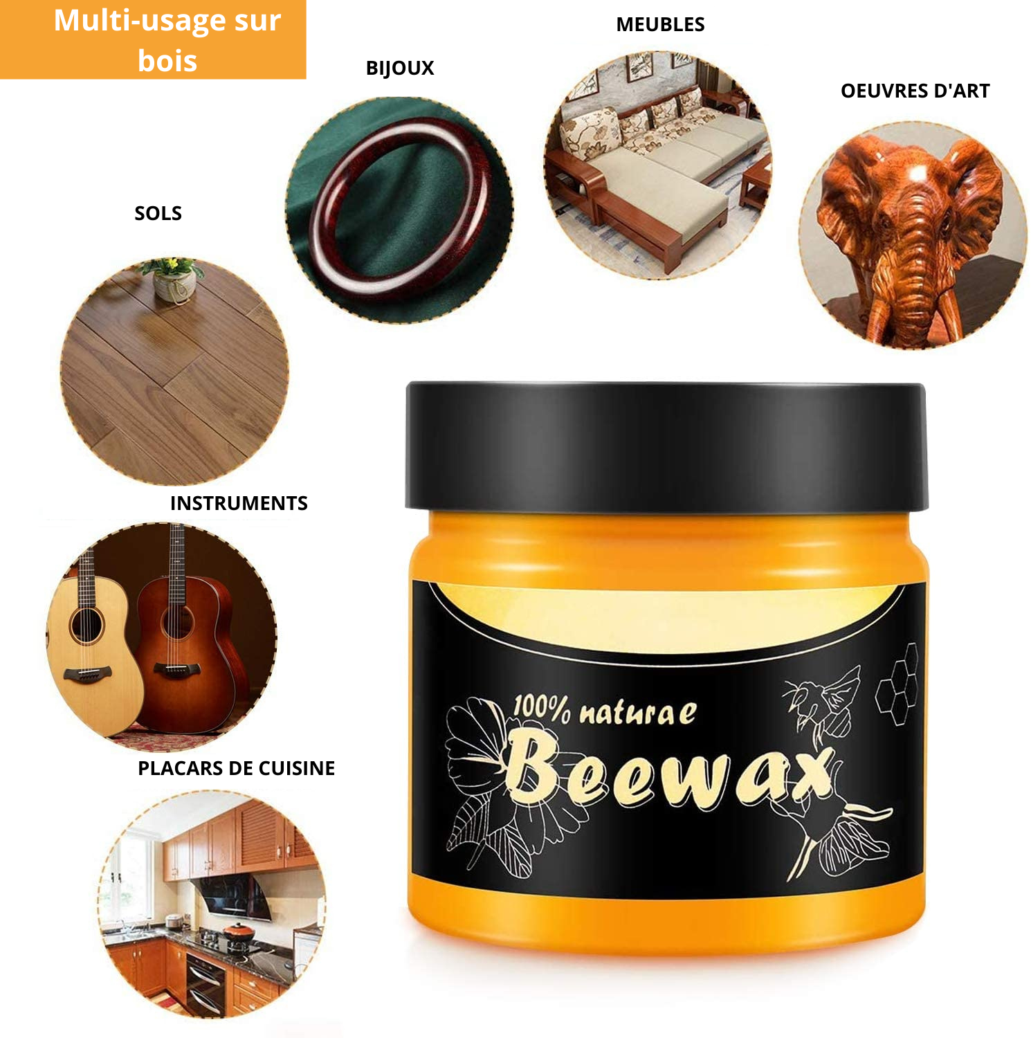 Cire d'abeille naturelle + EPONGE OFFERTE