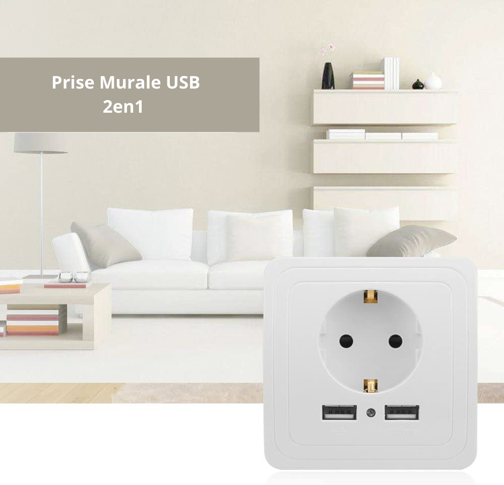 Prise de courant encastrable avec ports USB